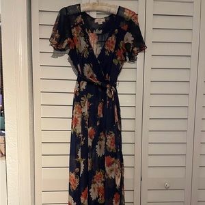 Band of Gypsies Floral Navy Wrap Dress